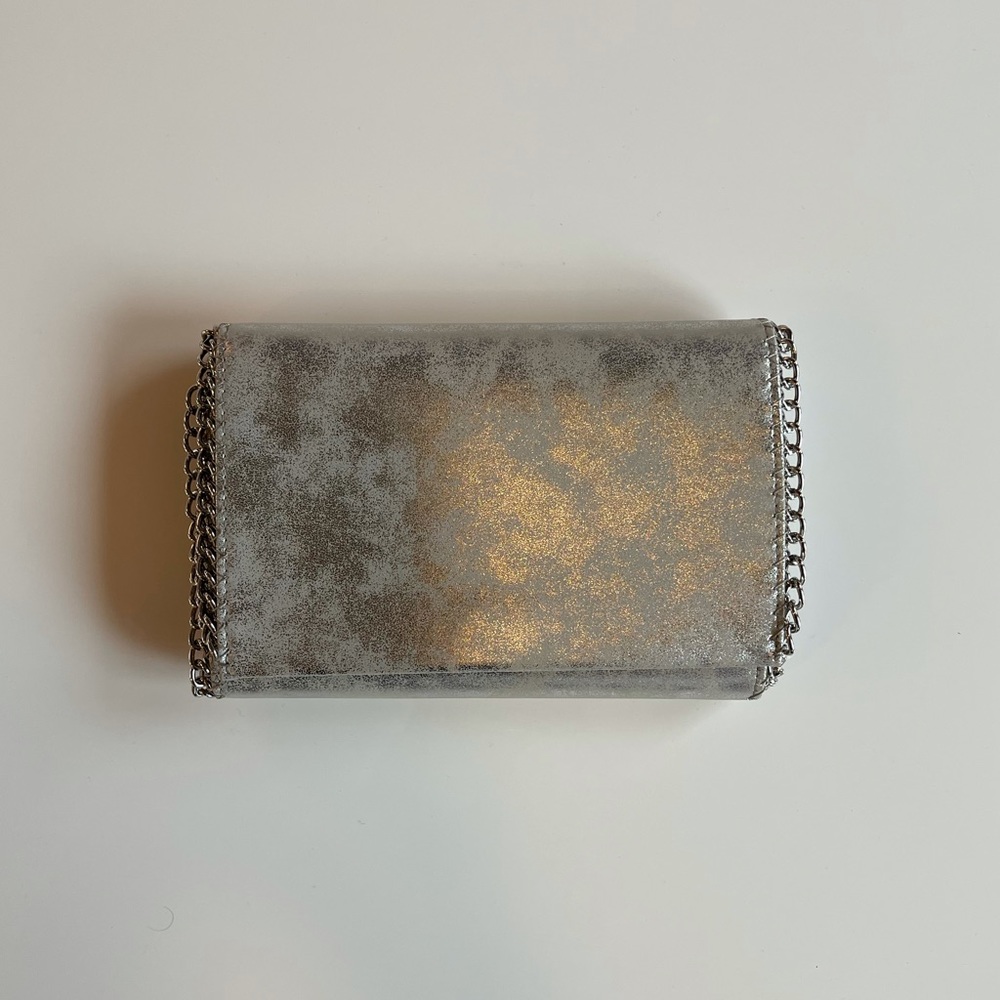 Chelsea28 Metallic Silver Clutch on Chain